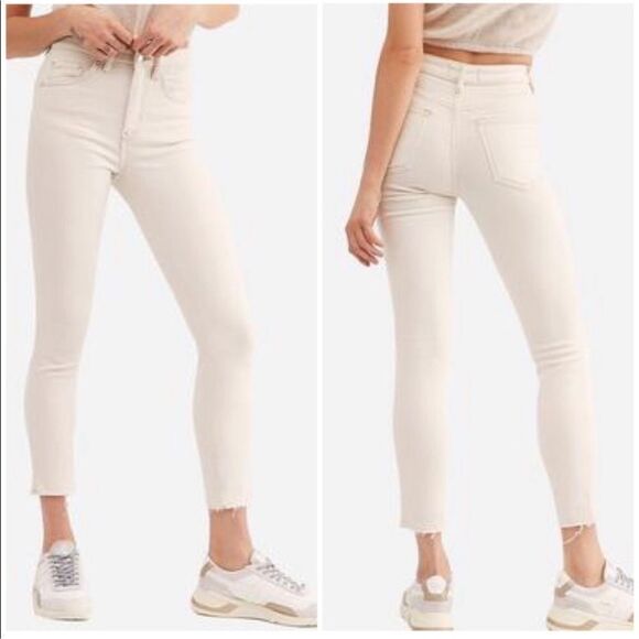 Free People We the Free High Rise Raw Hem Skinny Jeans 32 - Picture 1 of 7